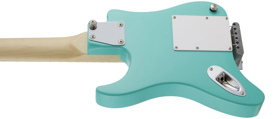 The instrument output jack is located on the rear of the pickguard-shaped body