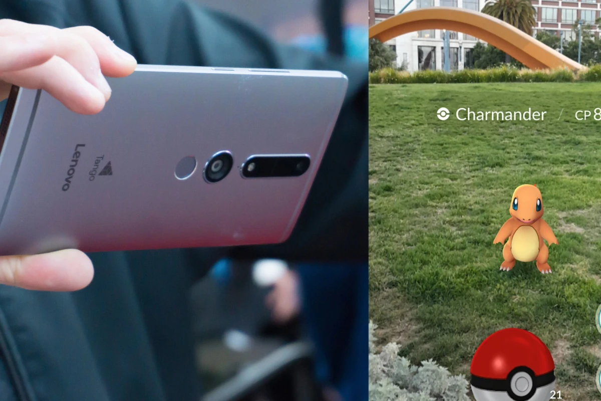Nothing has been announced, but the potential marriage between the AR-focused Lenovo Phab2 Pro (left) and the world-beating AR gaming sensation Pokémon Go could be a mainstream AR match for the ages