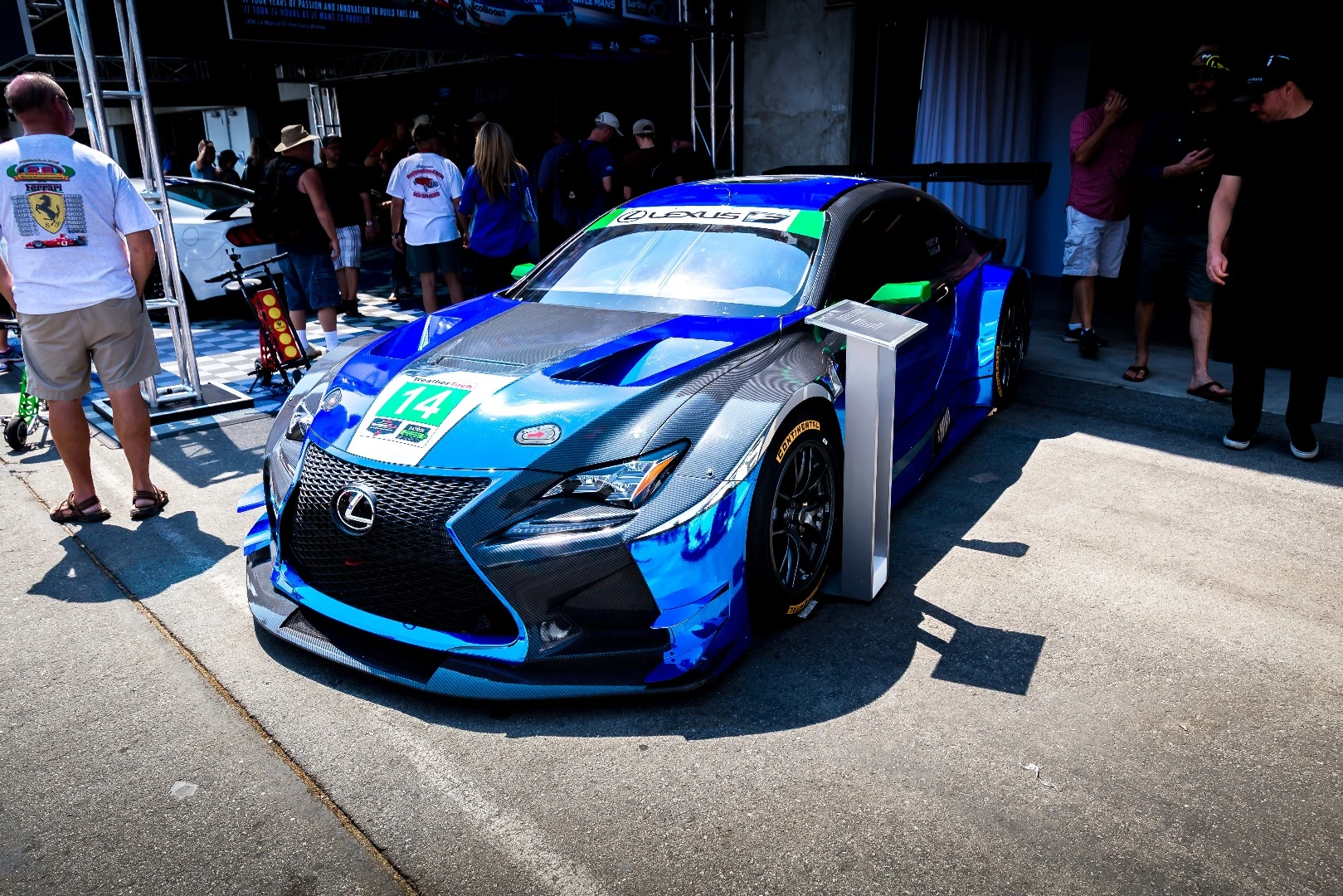 The 2015 Lexus RC F GT3 weighs in at 2,866 lb (1,300 kg), cutting nearly a thousand pounds off its production line sibling