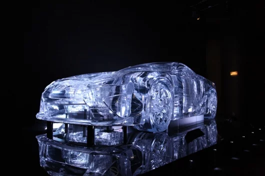 The full-scale see through model of the Lexus LFA in the "art gallery"