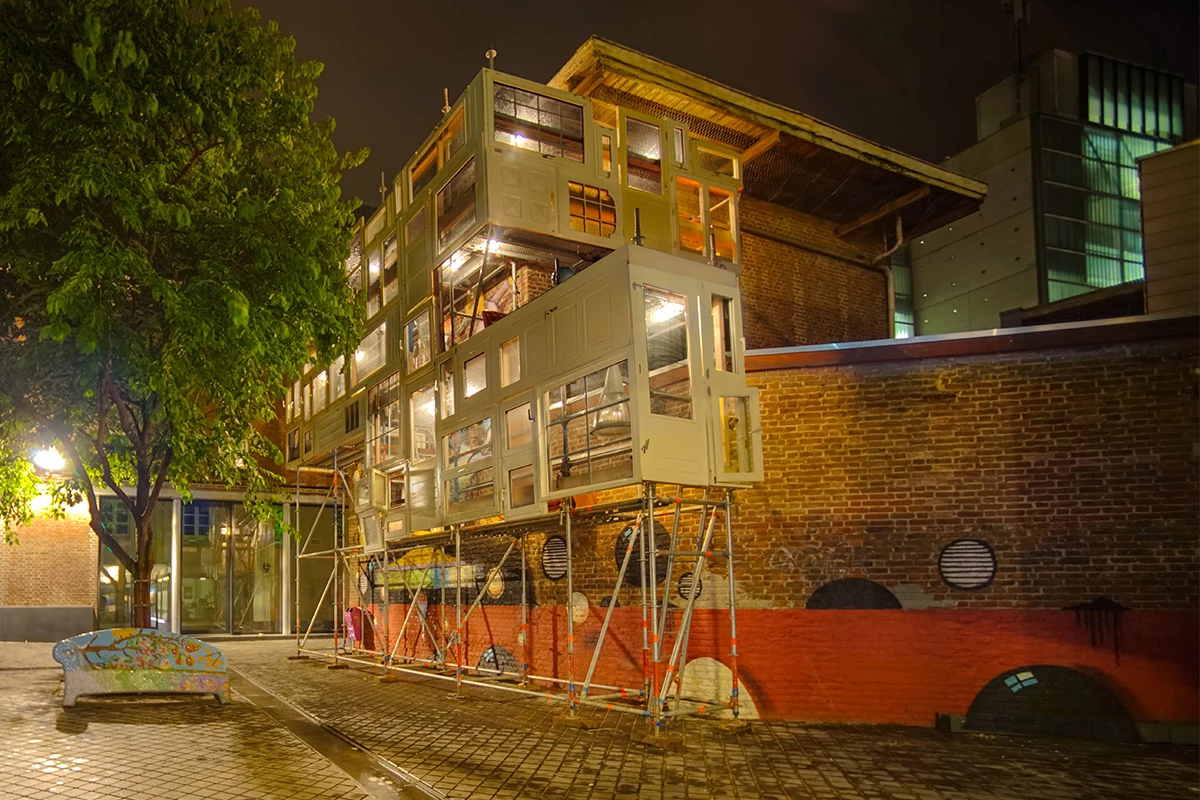 The Bow-House lit at night (Photo: Laurent Clement)