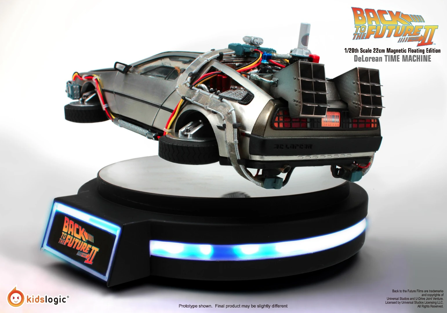 Scale model replica of the Back the the Future II hovering DeLorean