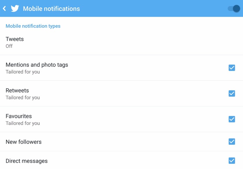Cut down on notifications from the mobile apps