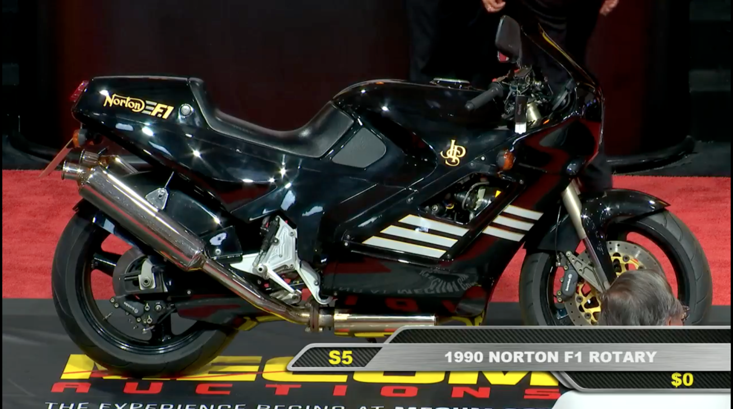 Norton built just 130 rotary-engined bikes during this model run, so the combination of novelty and the famous marque make for a collectible and very fast motorcycle. Sold for $30,800 against an estimate of $30,000 to $35,000. Official Auction Description