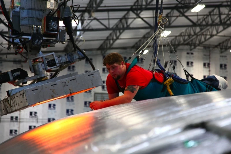 A 3Di sail being heated over its mold