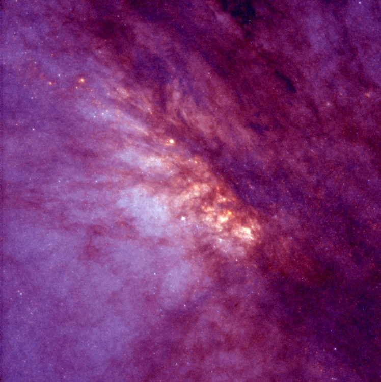 This NASA/ESA Hubble Space Telescope image of the core of the nearest starburst spiral galaxy, NGC 253, reveals violent star formation within a region 1, 000 light-years across. A starburst galaxy has an exceptionally high rate of star birth, first identified by its excess of infrared radiation from warm dust