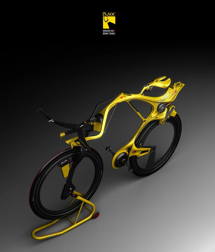 Rendering of the INgSOC human/electric bike designed by Edward Kim and Benny Cemoli
