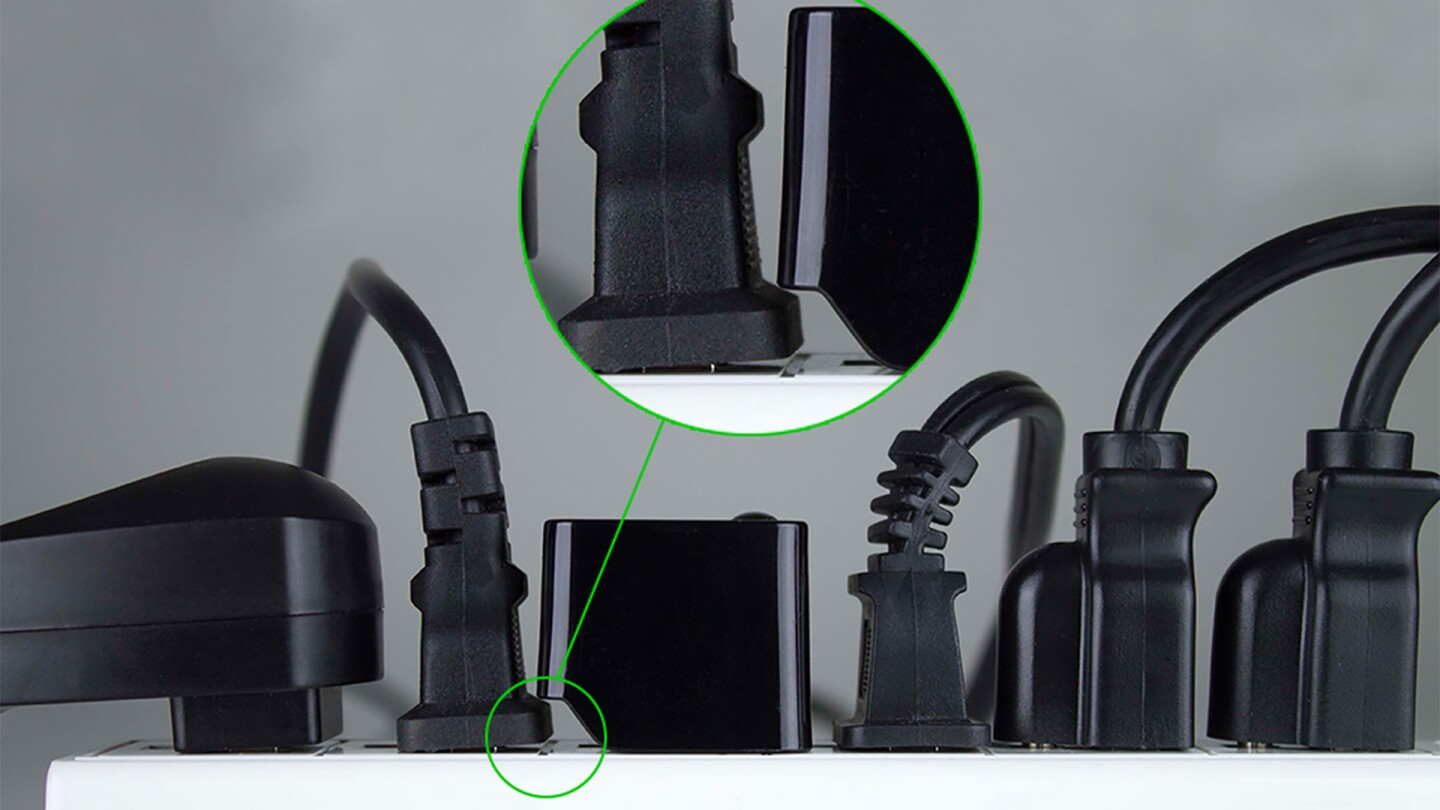 The design contours in at the base to make it an easy fit, even in a crowded outlet