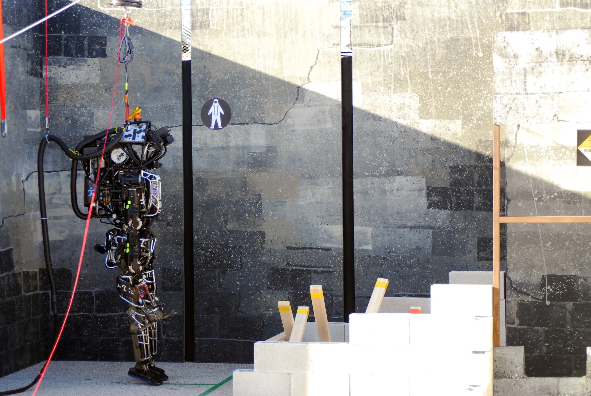 An Atlas robot on the debris course
