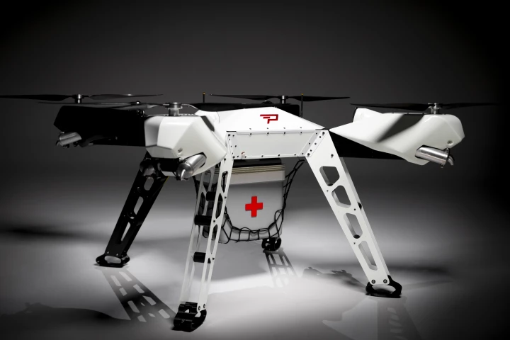 The Firefly drone, pictured here set up for the delivery of medical supplies