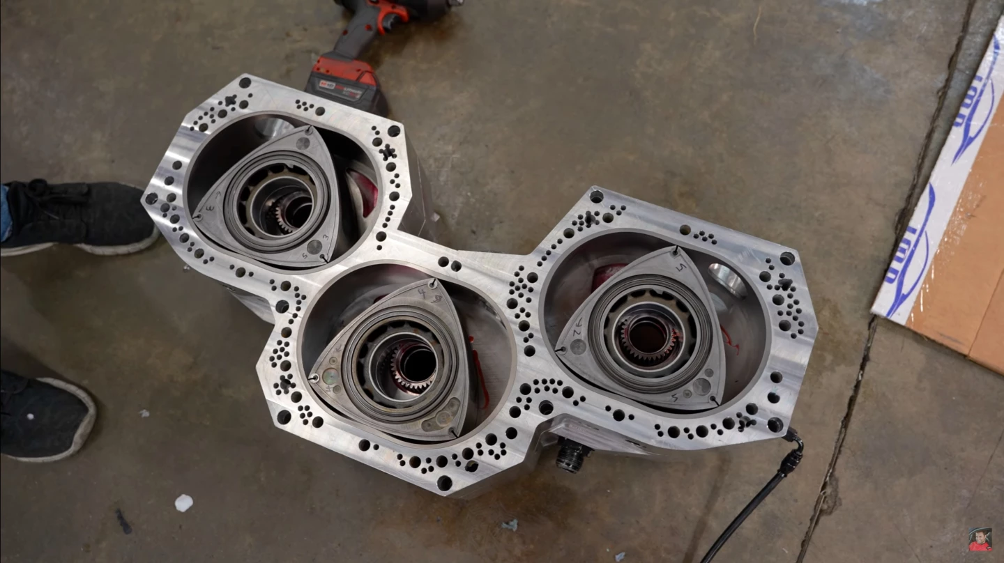 Peeking under the skirt of the beastly Y12 rotor engine as it
