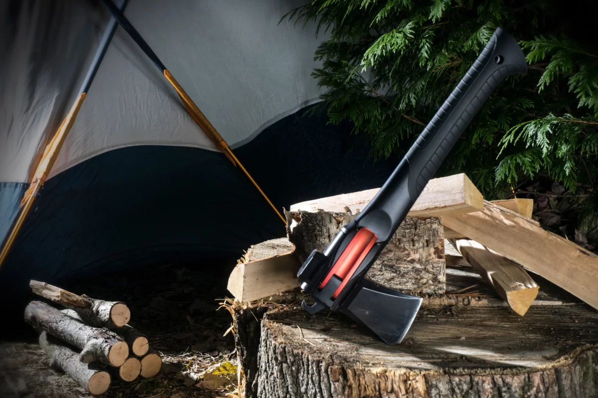The AM-V2, seen here in "axe mode," is the new-and-improved second version of the previously-released Adventure Mate multi-tool