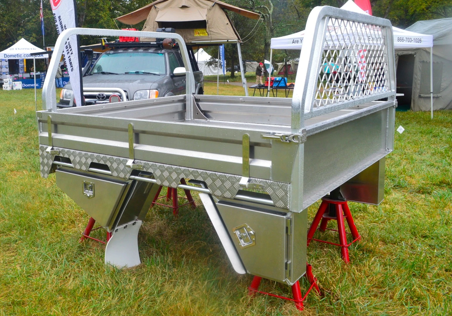 Norweld trays can be ordered as basic flat trays or outfitted with removable bed walls and under-tray storage, like this one