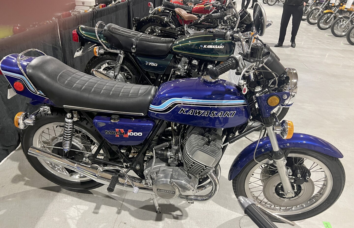 Allen Millyard's four-cylinder 1000cc two-stroke Kawasaki pictured in the South Point Casino in Las Vegas earlier today