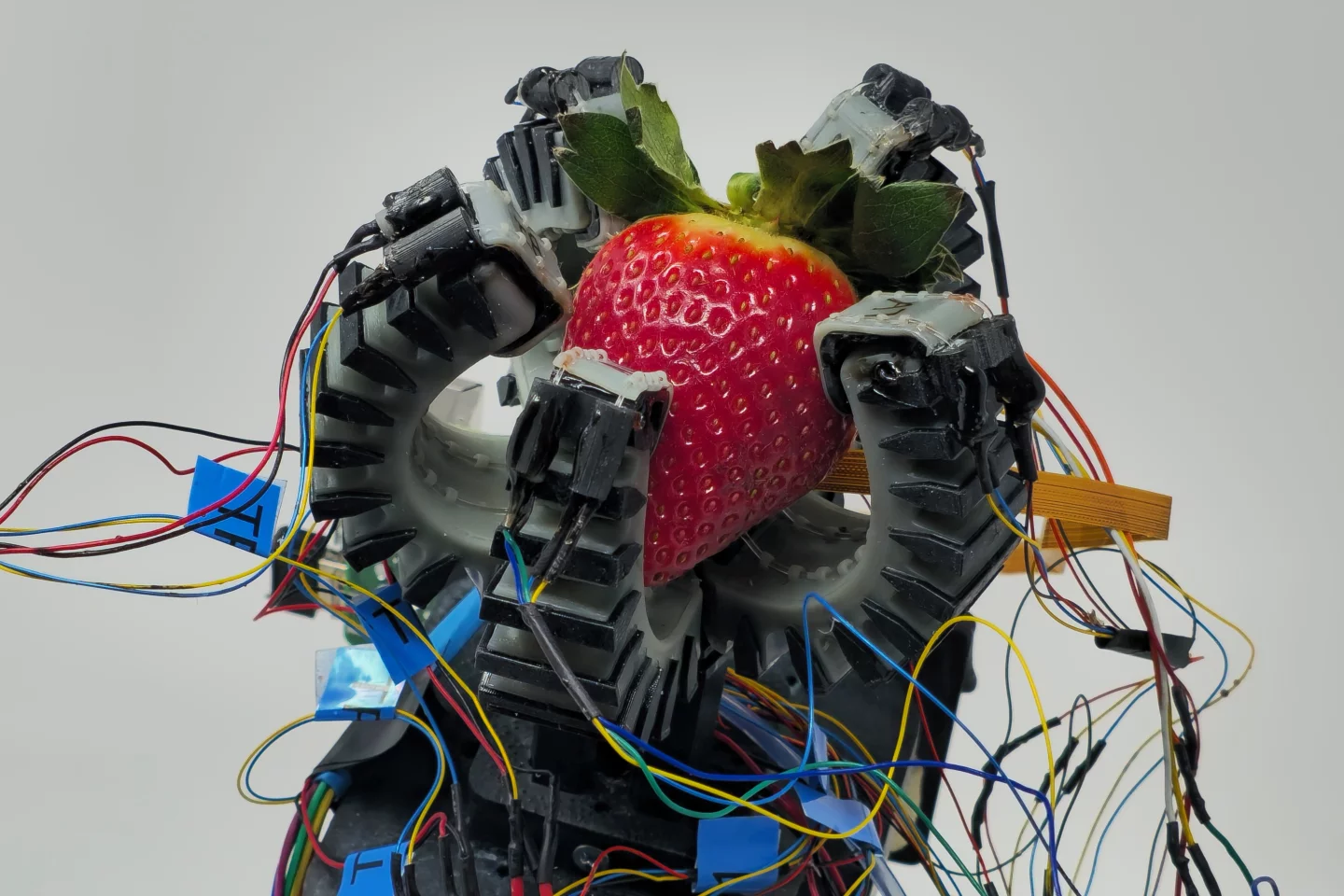 Soft-yet-firm robohand assesses the ripeness of produce that it picks