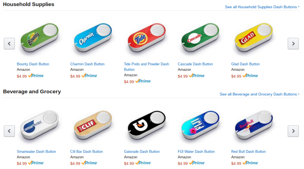 Some of the many branded Amazon Dash Buttons currently available in the U.S.