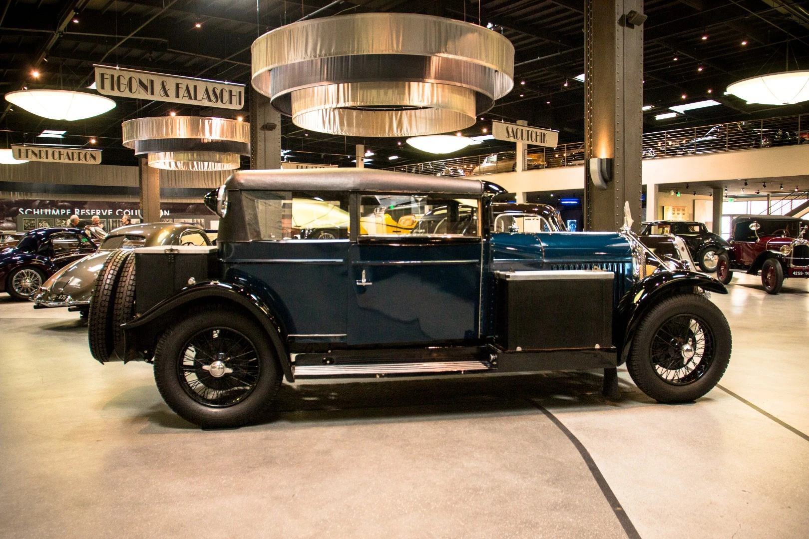 1928 Avions Voisin Type C11/14CV Lumineuse Sedan: production #1 of 1,795 built. Features an aluminum inline six-cylinder sleeve-valve engine making 66 horsepower at 3,200rpm, as well as a three-speed manual gearbox, four wheel servo-assisted drum brakes and a monocoque metal body.