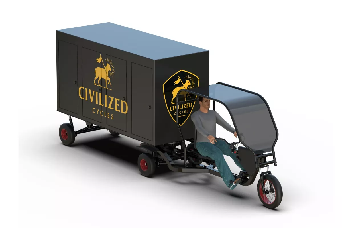 The Semi-Trike is designed to haul up to 750 lb of goods secured in the trailer behind