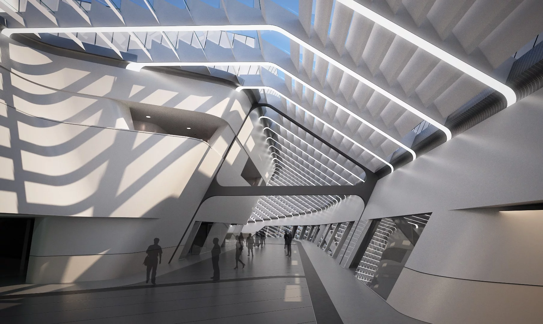 Interior rendering of the Napoli Afragola train station