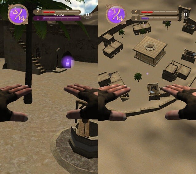 The character in the "flying experience" app moves in whichever direction you move your head (Photo: Umoove)