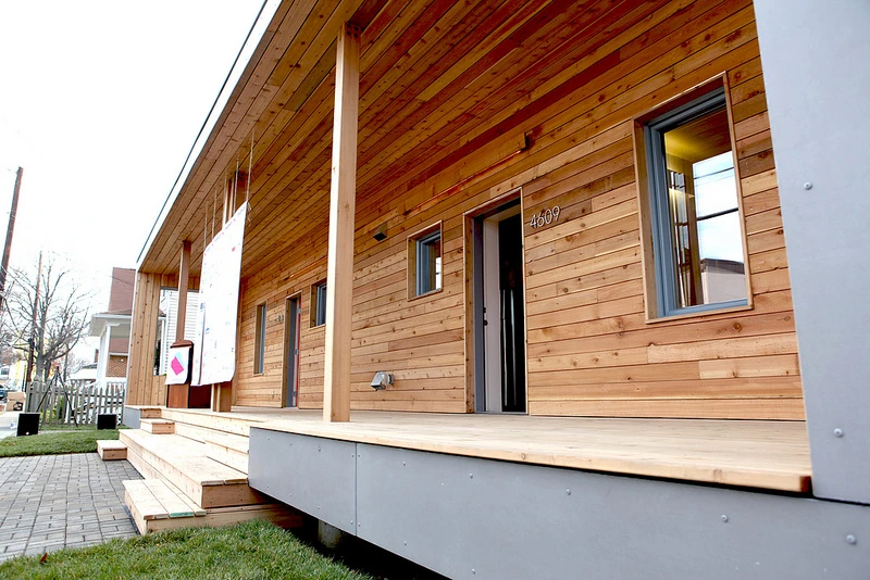 The original Empowerhouse design was augmented for the DC Habitat program with a second floor, two extra bedrooms and another bathroom (Photo: Sarah Gerrity, US Dept of Energy)