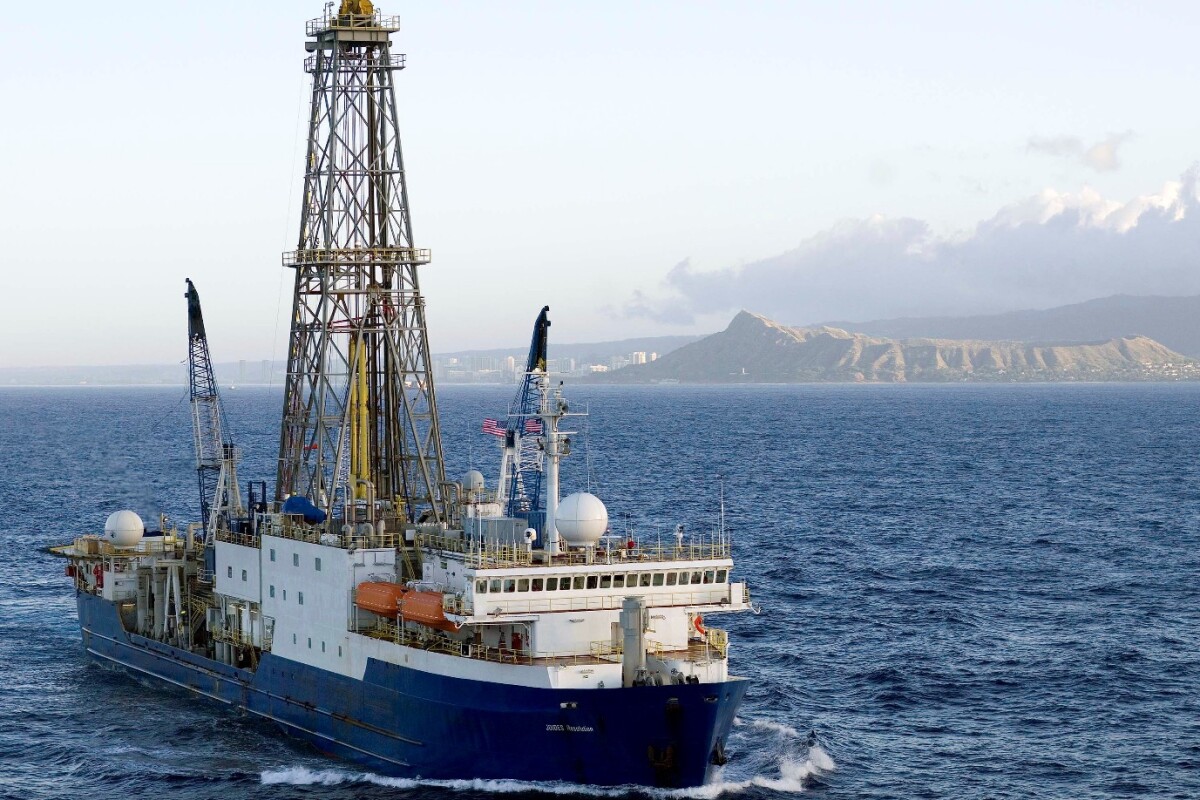 The scientific drillship JOIDES Resolution, which transported more than 30 scientists to Zealandia