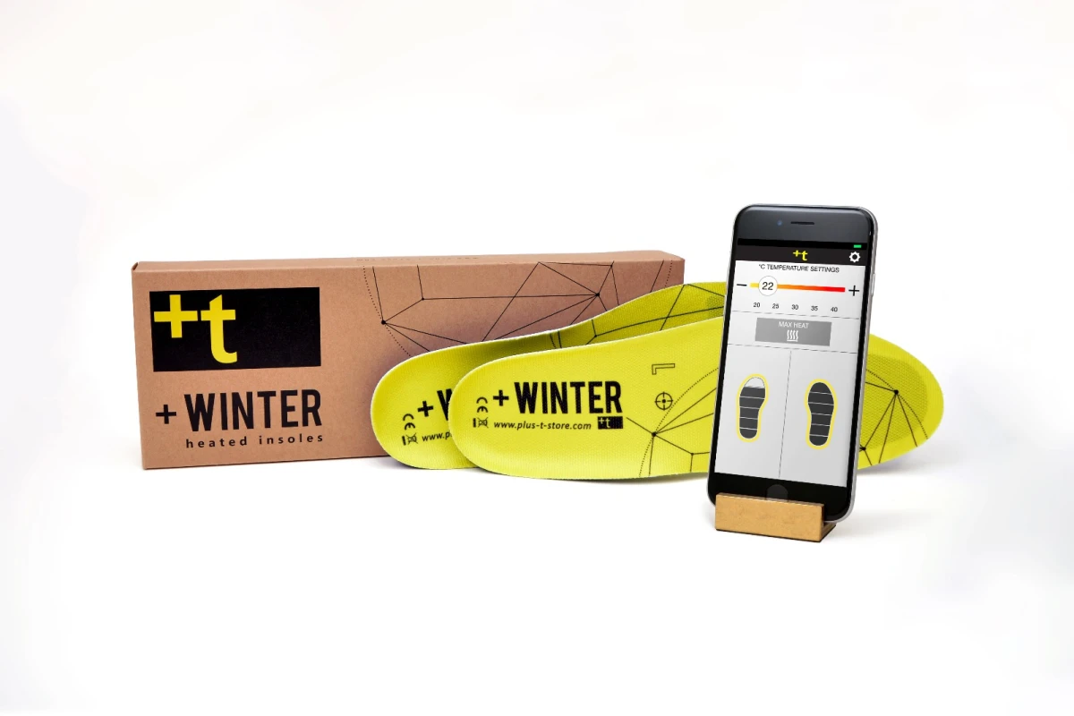 +Winter heated insoles are activated and controlled by an app