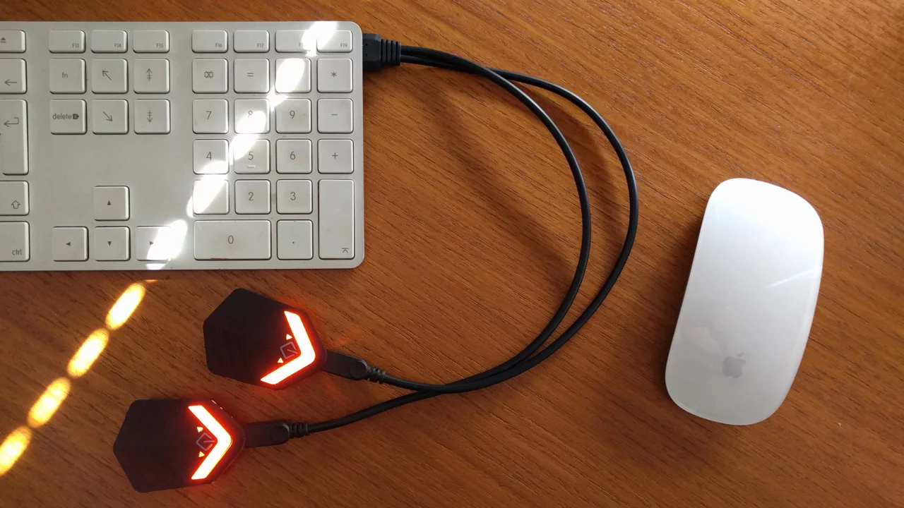 One USB charge juices up the beSEEN LEDs for about seven hours of continuous use