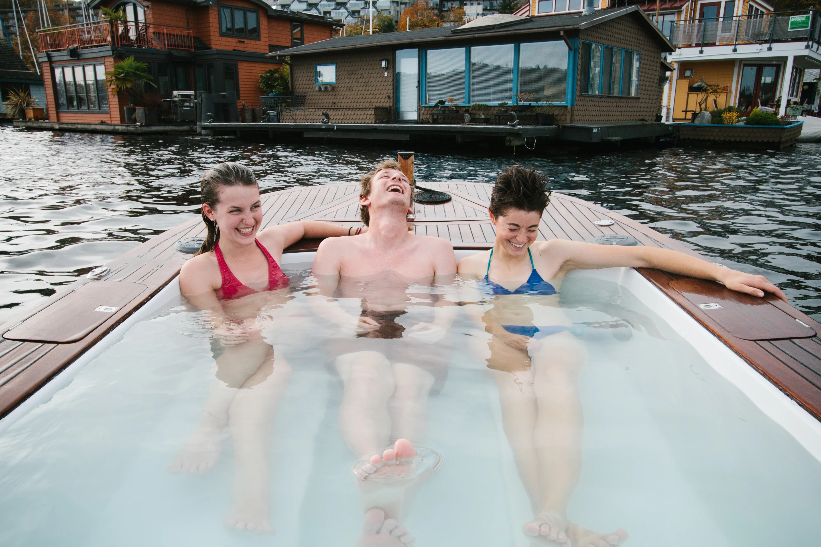 The Hot Tub Boat allows its passengers to soak while they cruise