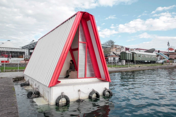 Fold&Float folds for easy transportation and its interior features folding furniture too