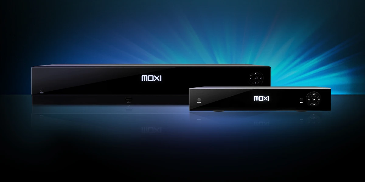 The new Moxi HD DVR has three tuners and 500GB of storage which can be expanded to 6.5TB. It can come with a Moxi Mate for multi-room viewing