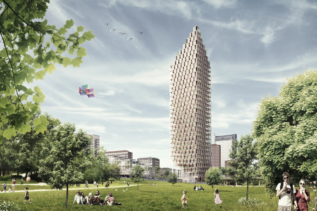 Could Berg C.F. Møller's vision prove a blueprint for getting the wooden skyscraper right? (Image: Berg C.F. Møller)