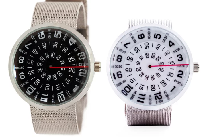 The Visus Watch from Mykonos Design features a stationary hand capable of accurately telling the time