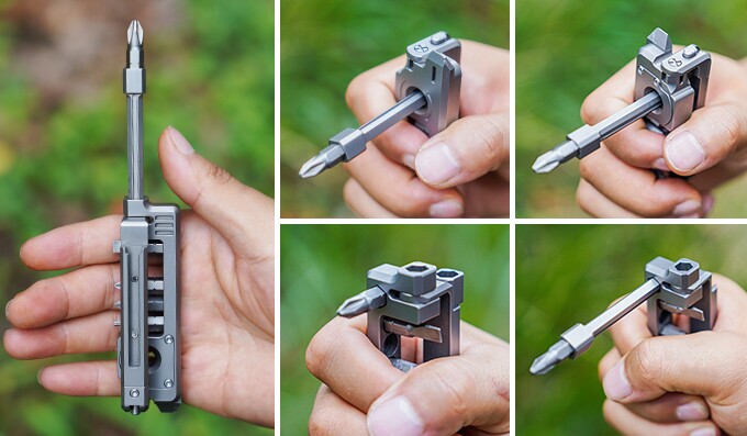 The V2 in its various uses – along with the two drivers mentioned, there's also a non-ratcheting driver on the side near one end of the tool