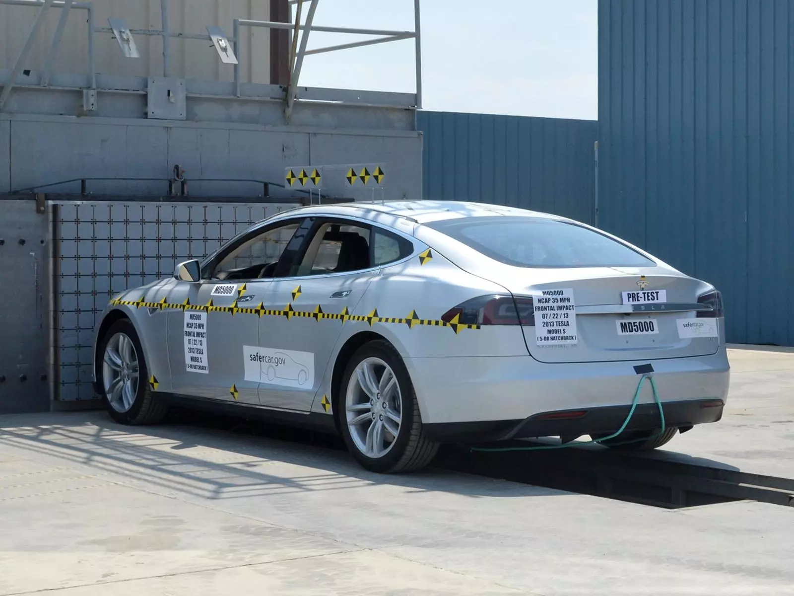 Tesla Model S crash testing (Photo: NHTSA)