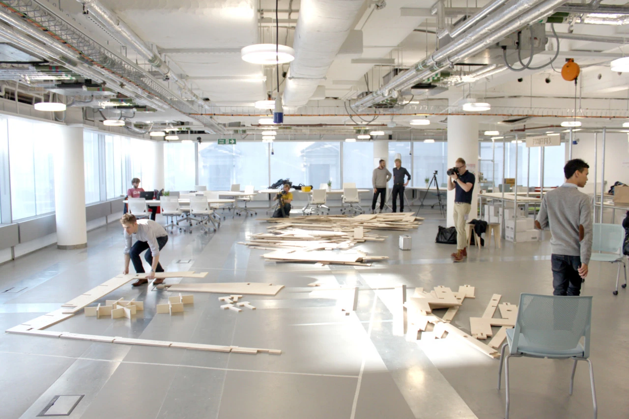 Once the fins are printed or cut out, the structure fits together like a giant jigsaw puzzle