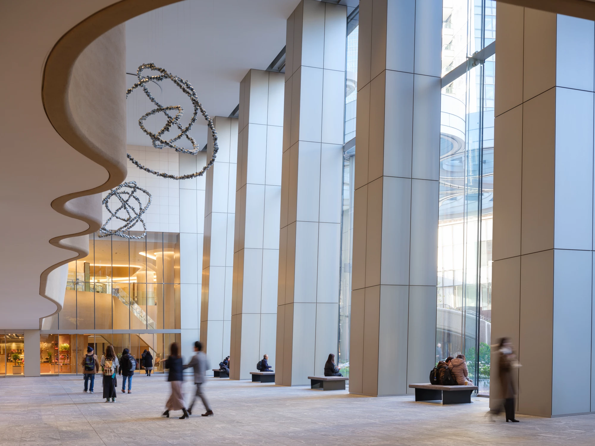 The Mori JP Tower's interior includes residential space and office space