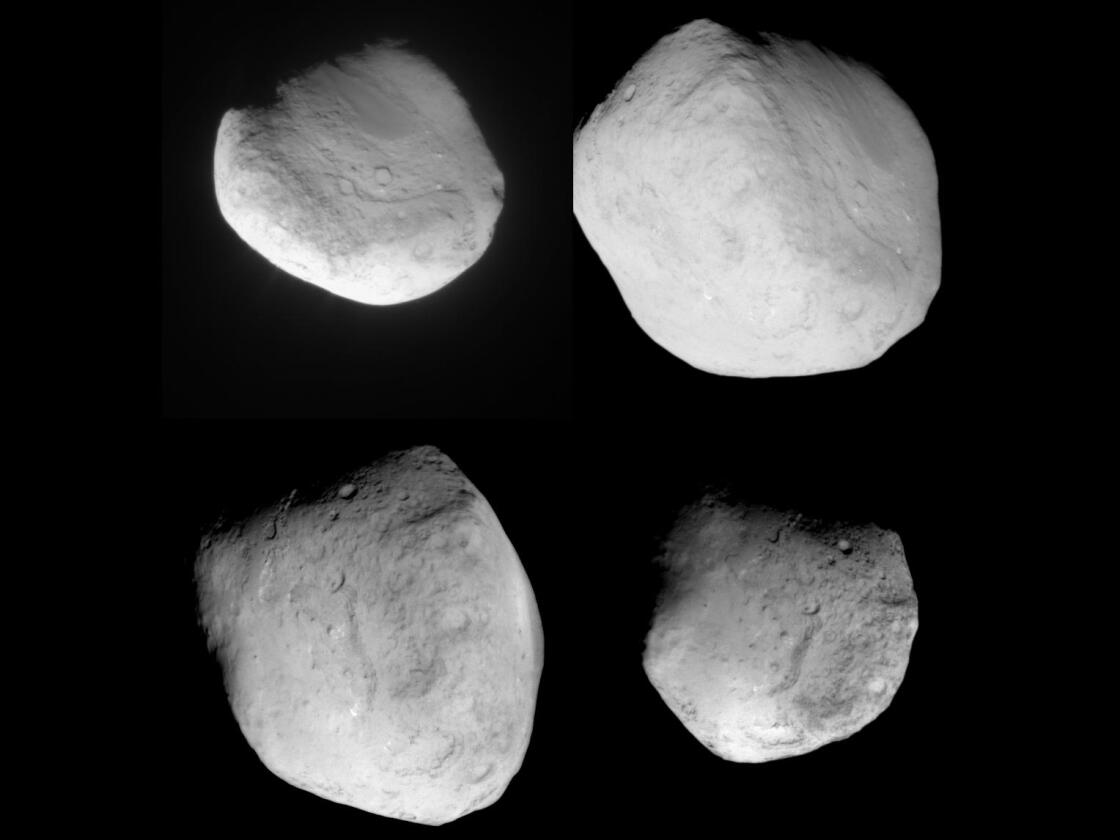 Mosaic showing four different views of comet Tempel 1 as seen by NASA's Stardust spacecraft as it flew by on February 14th 2011 (Credit: NASA)