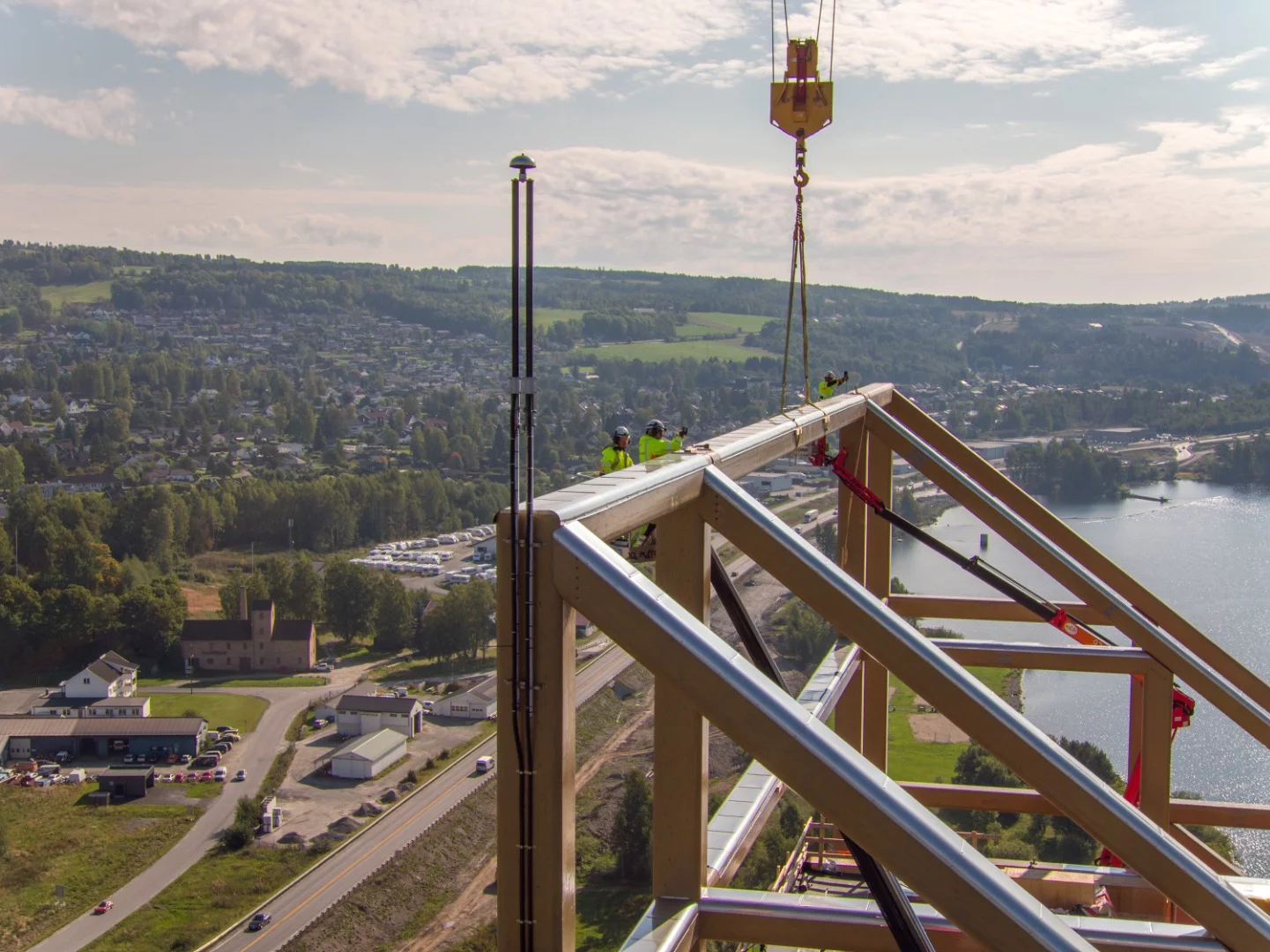Mjøstårnet is located in an area of Norway known for its forestry and wood processing industry and is situated on the edge of the country's largest lake