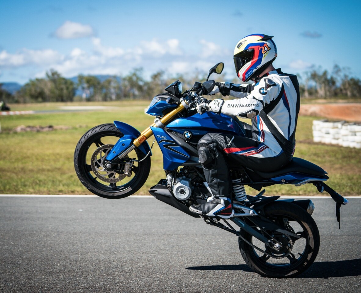 BMW G310R: a surprisingly capable stunt machine.