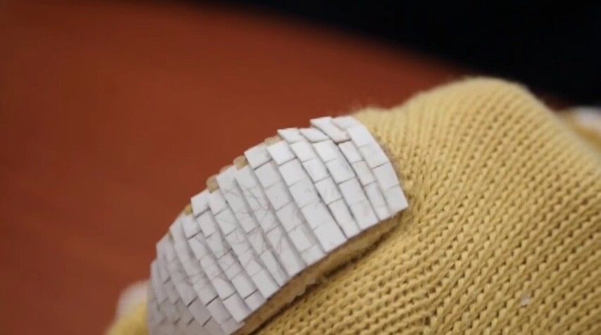 A sample of the gar-inspired protective coating
