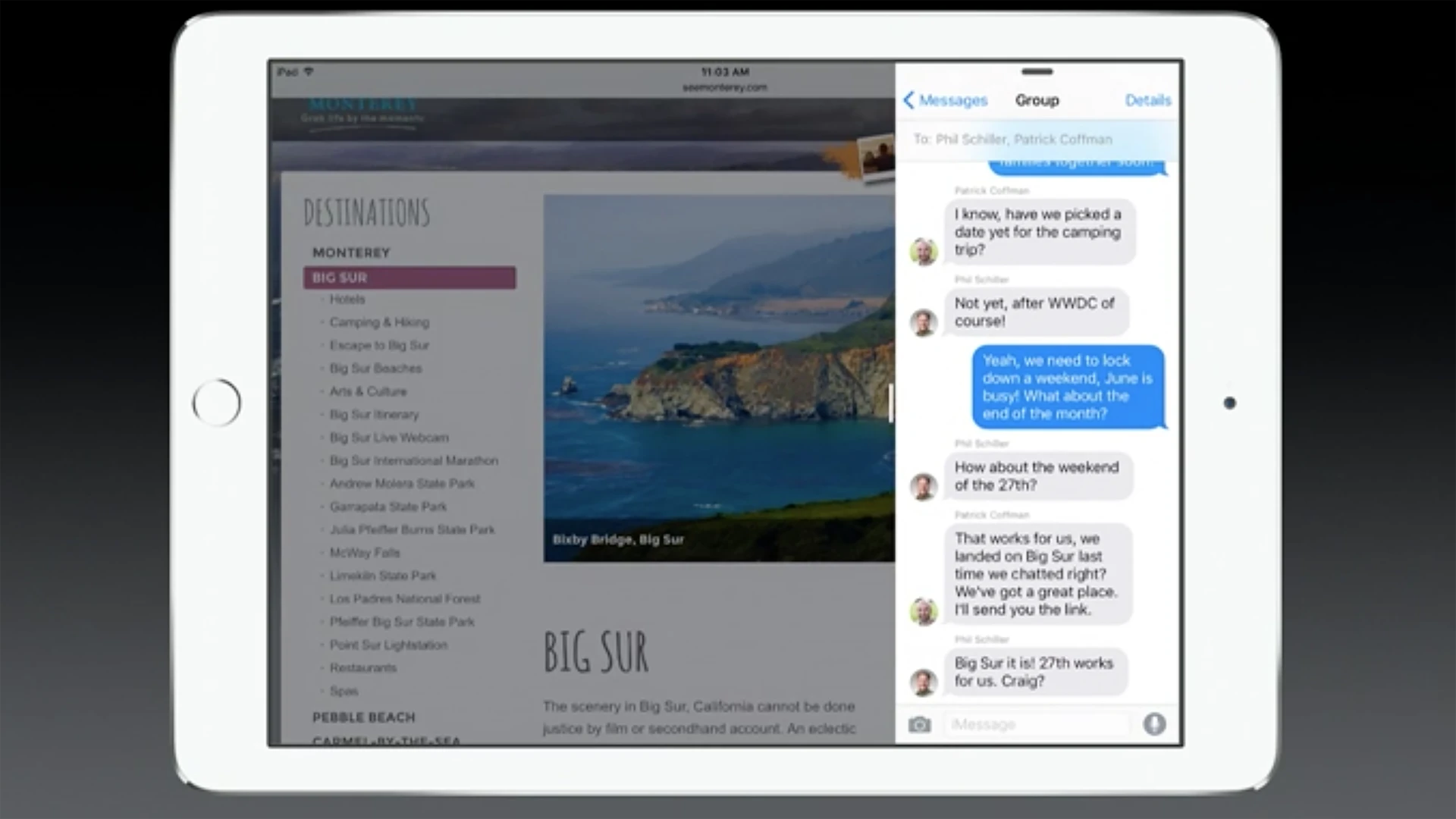 The new OS will also introduce some new multitasking features for iPad users, most notably a new Split View that allows users to use two apps side-by-side