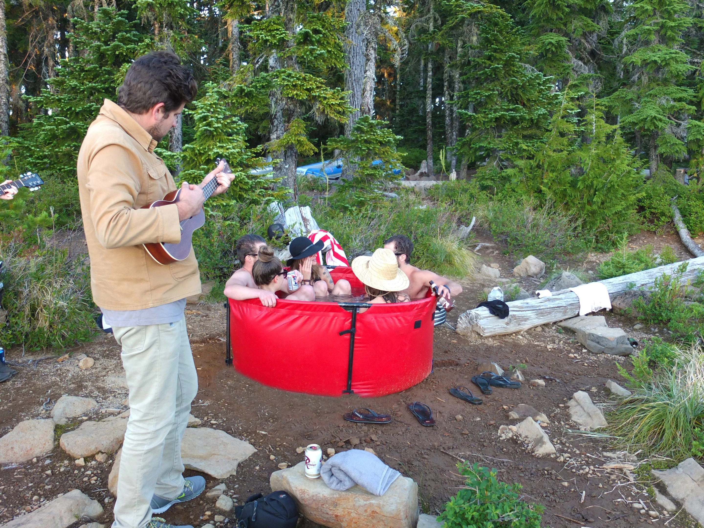 The tub looks large enough to entertain a few very good friends at once