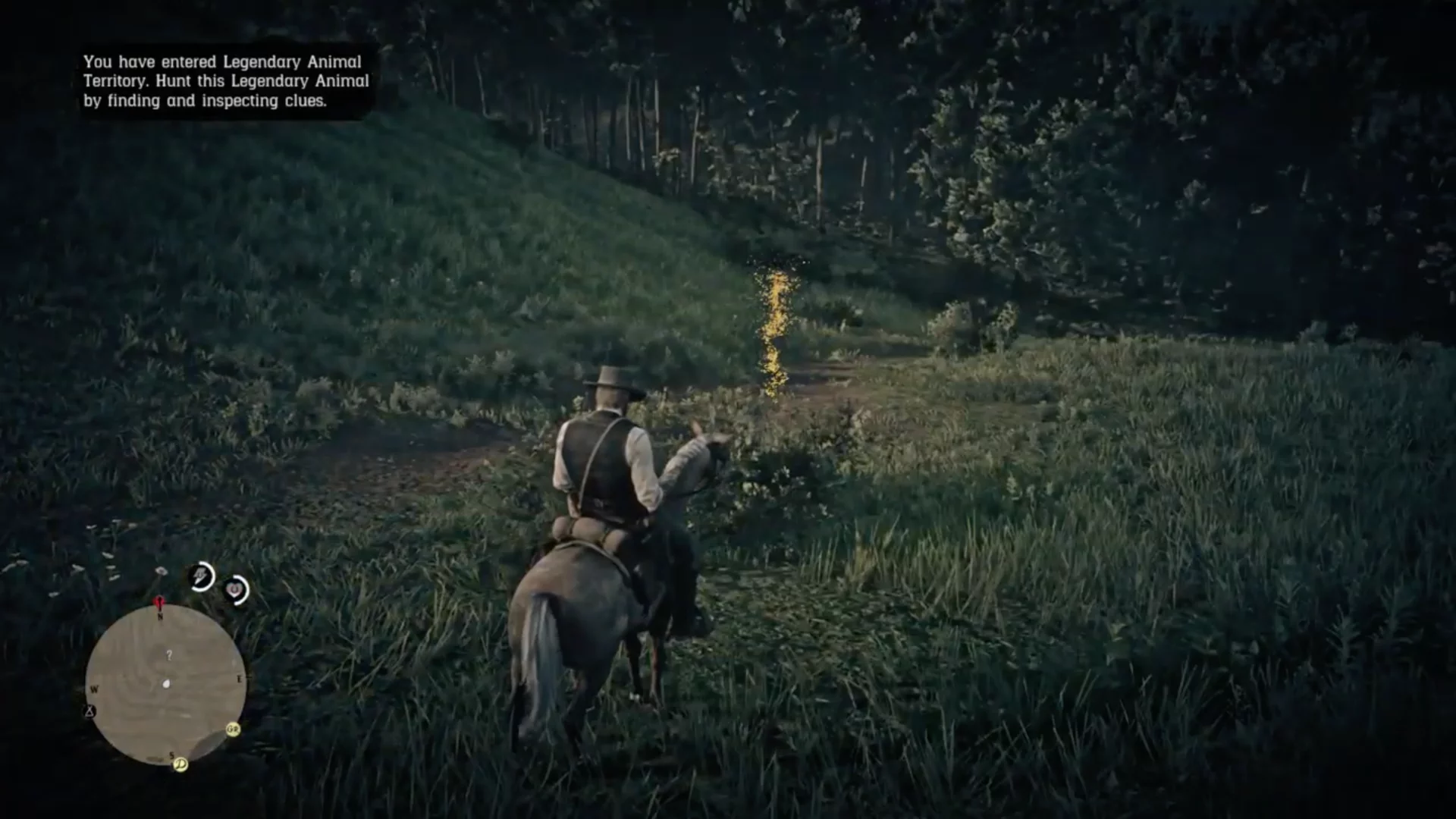 The first clue is a pile of dung – go into Eagle Eye mode and look for the telltale glowing particles