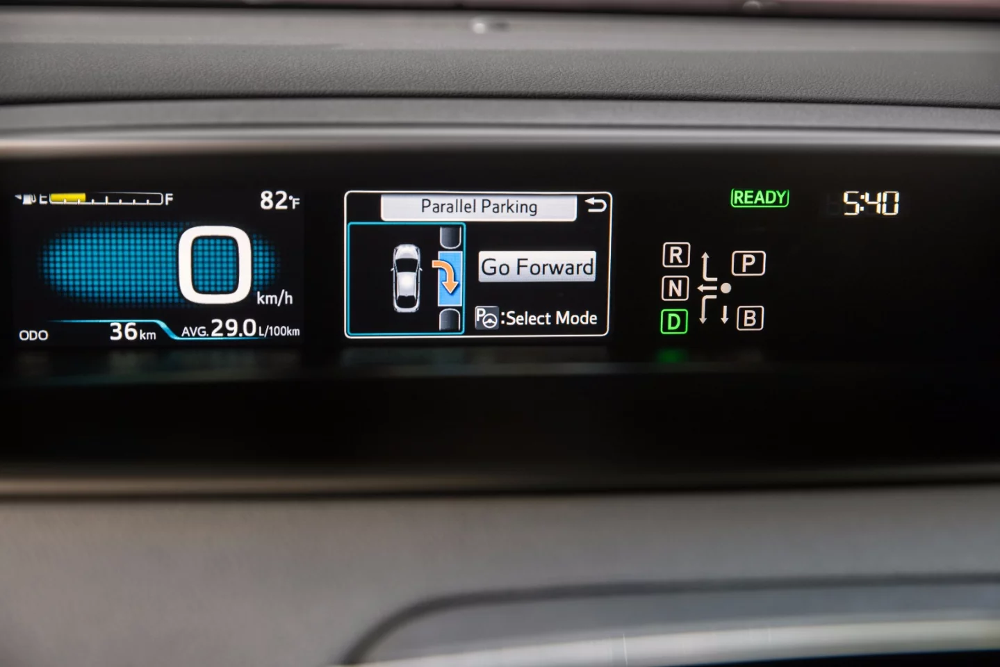 The 2016 Prius' centralized dashboard/instrument cluster remains as it was, but is now easier to read thanks to a better layout and more detailed screen