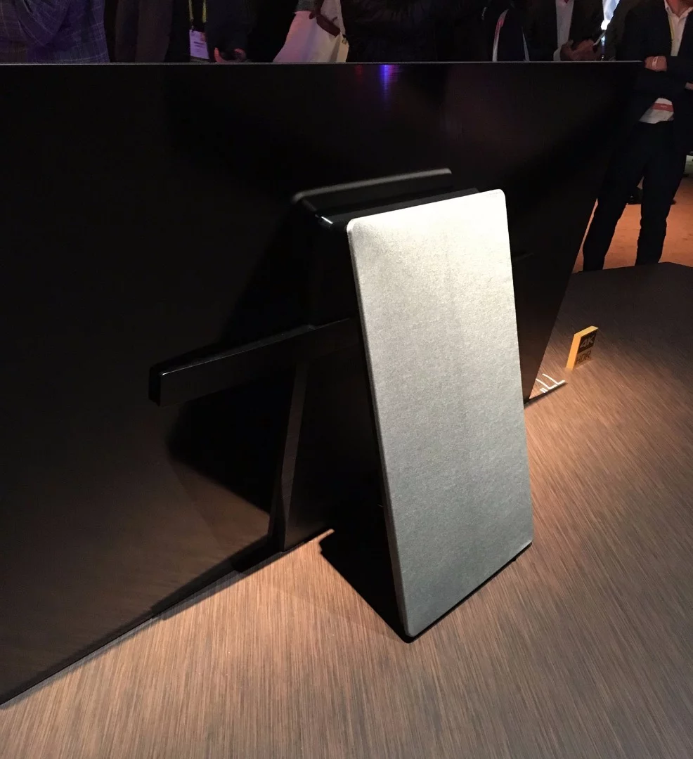 The rear-facing subwoofer that doubles as a stand can be removed so the TV can be mounted on a wall