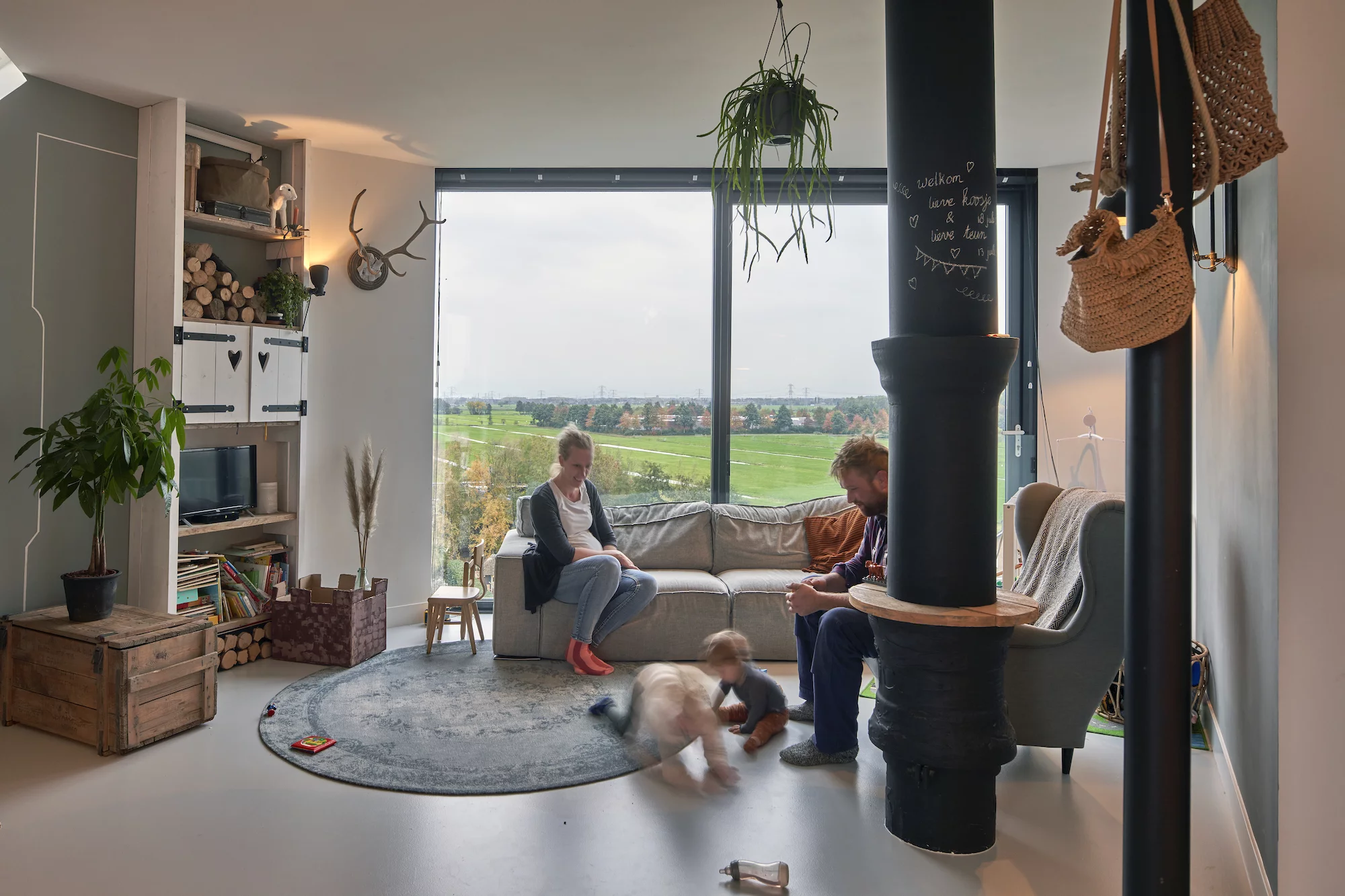 Transformation Watertower Nieuw Lekkerland contains two main living areas and two sleeping areas inside, as well as two secondary sleeping areas for the smaller children, plus a games room