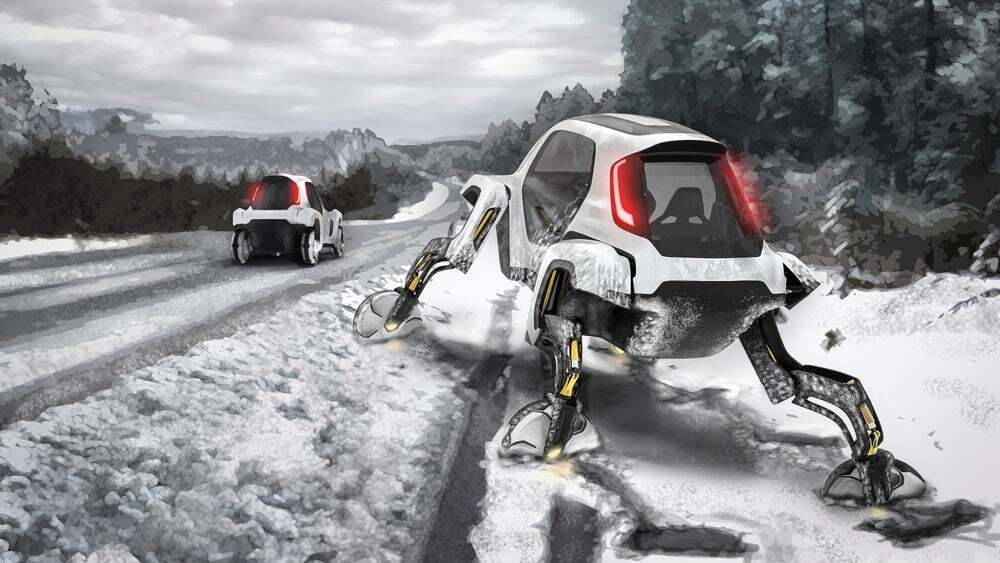 Hyundai shows how its Elevate walking car concept could self-rescue itself from deep snow