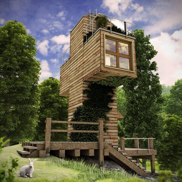 Based on two shipping containers arranged in a cross shape, The Skit is designed for just one person (Image: Dachi Papuashvili)