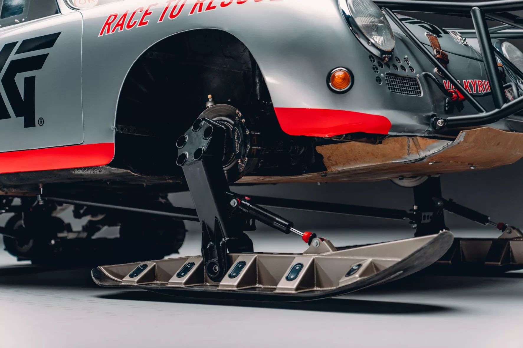 The suspended front skis of the Antarctic 356 will be tasked with breaking through soft snow and leveling it enough that the tracks can power through and not bury themselves